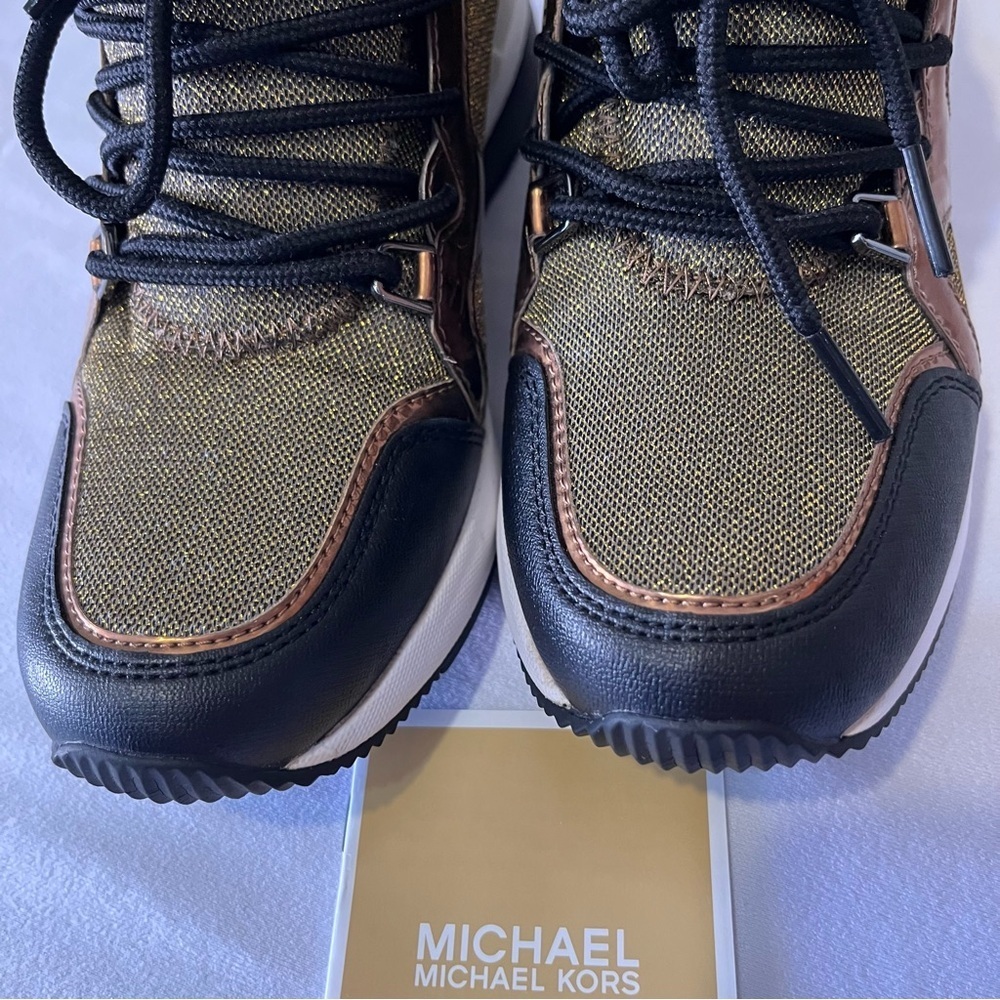 Michael Kors Sneakers Size 7 Black/Gold/Brown – Authentic - Picture 3 of 10